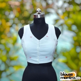 White Jamdani | Razor Cut Sleeveless