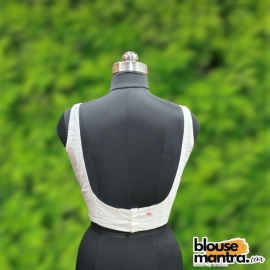  White Jamdani |Round Neck Sleeveless