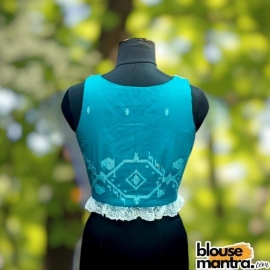 Sea Green Jamdani | Lace Attached Sleeveless