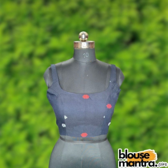 Navy Jamdani |Round neck Sleeveless