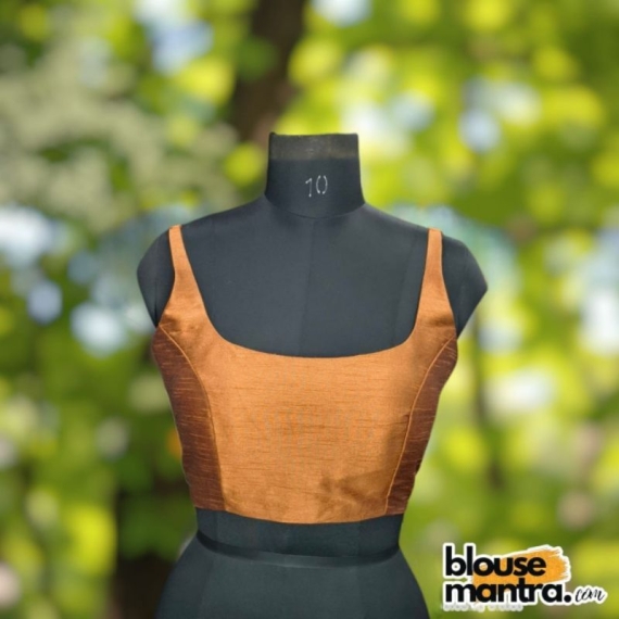 Copper Raw Silk | Round Neck Sleeveless