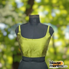 Mehendi Raw Silk | Round Neck Sleeveless