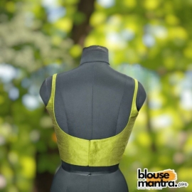 Mehendi Raw Silk | Round Neck Sleeveless