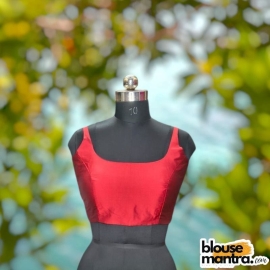 Maroon Raw Silk | Round Neck Sleeveless