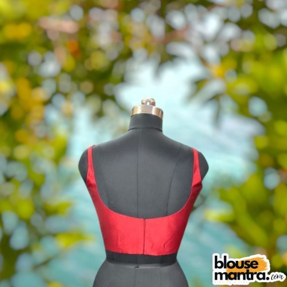 Maroon Raw Silk | Round Neck Sleeveless