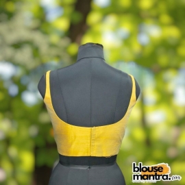 Bluish Yellow Raw Silk | Round Neck Sleeveless