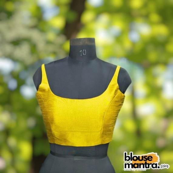 Gold Raw Silk | Round Neck Sleeveless