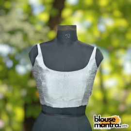 Silver Raw Silk | Round Neck Sleeveless