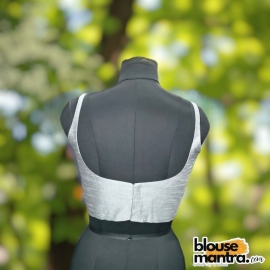 Silver Raw Silk | Round Neck Sleeveless