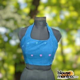 Firoza Blue Jamdani | Halterneck Sleeveless