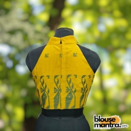 yellow Jamdani | Halterneck Sleeveless