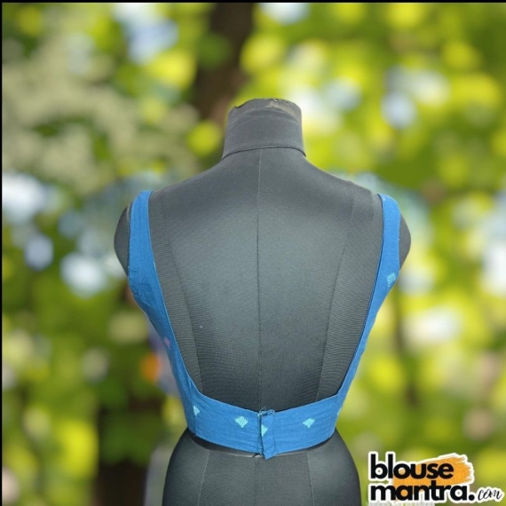 Firoza Blue jamdani | Round Neck Sleeveless