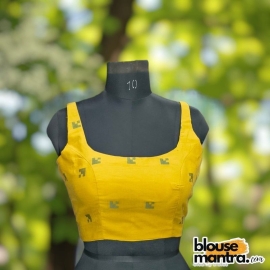 Yellow jamdani | Round Neck Sleeveless