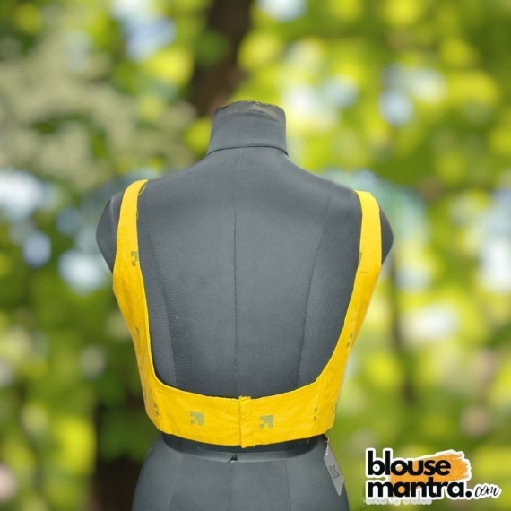 Yellow jamdani | Round Neck Sleeveless