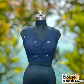 Navy Blue jamdani | Paar On Back Sleeveless