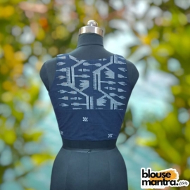 Navy Blue jamdani | Paar On Back Sleeveless