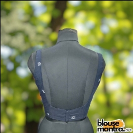 Navy Blue Jamdani White | Round Neck Sleeveless