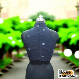 Navy Blue Jamdani White | Halterneck Sleeveless