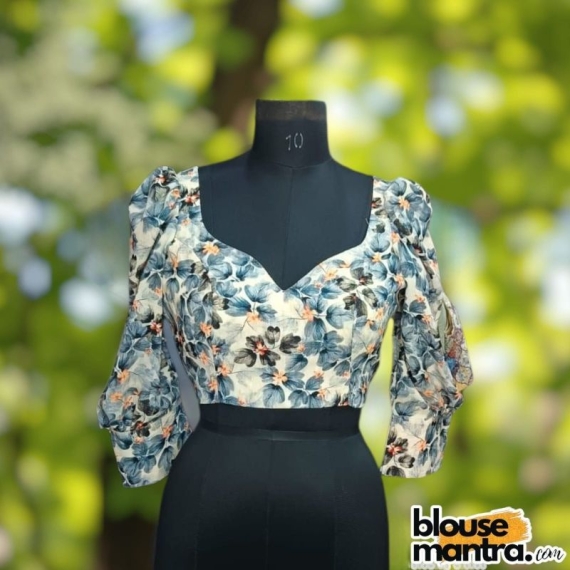 Grey Satin | Front Dome Neck | Back Round neck | Balloon Sleeve Full Sleeve