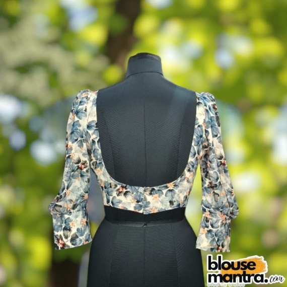 Grey Satin | Front Dome Neck | Back Round neck | Balloon Sleeve Full Sleeve