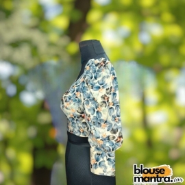 Grey Satin | Front Dome Neck | Back Round neck | Balloon Sleeve Full Sleeve