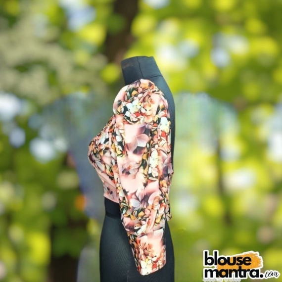 Pink Satin | Front Dome Neck | Back Round neck | Balloon Sleeve Full Sleeve