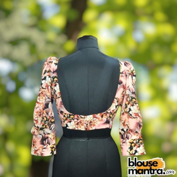 Pink Satin | Front Dome Neck | Back Round neck | Balloon Sleeve Full Sleeve