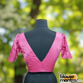 Baby Pink Modal Silk | Both side V Neck | Puff On Sleeves Puff Sleeve