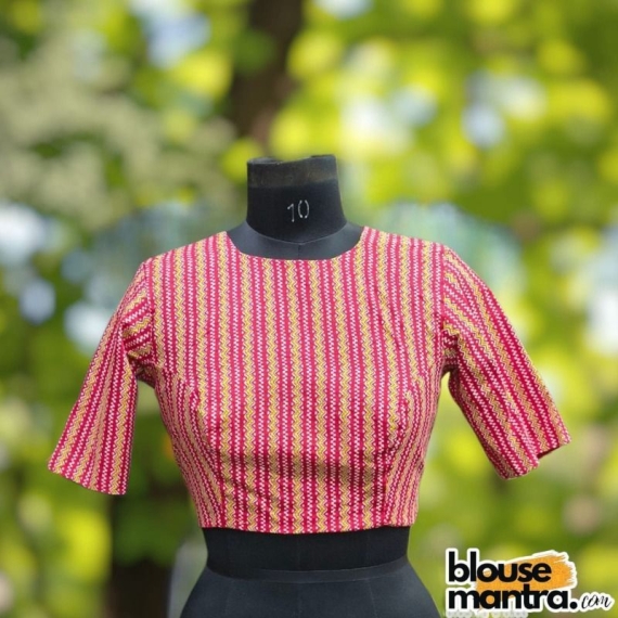 Pink Cotton Print | Boat Neck Glass Sleeve