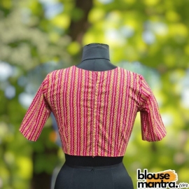 Pink Cotton Print | Boat Neck Glass Sleeve