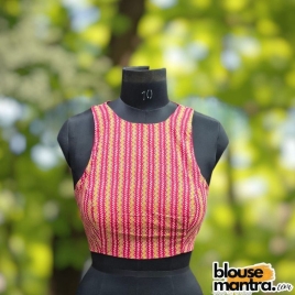 Pink Cotton Print | Boat Neck Sleeveless