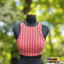 Pink Cotton Print | Boat Neck Sleeveless