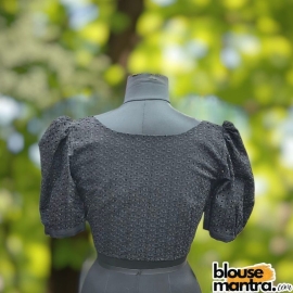 Black Hakoba | Front V Neck Puff Sleeve