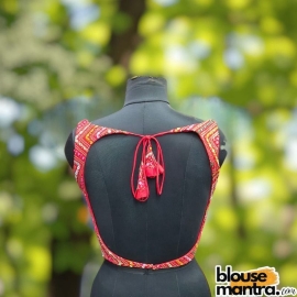 Red Sequence Fabric | Front Dome neck | Backless Sleeveless