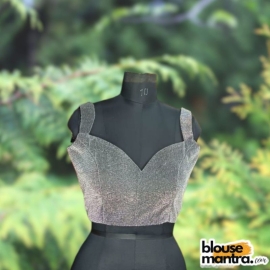 Grey DJ Fabric | Sweet Heart Neck Sleeveless