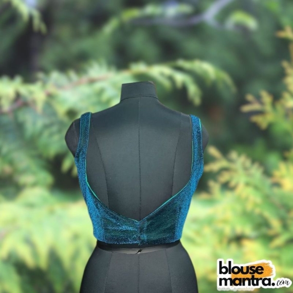 Firoza Blue DJ Fabric | Sweet Heart Neck Sleeveless