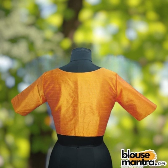 Musturd Raw Silk | Front V Neck | Back Boat Neck Glass Sleeve