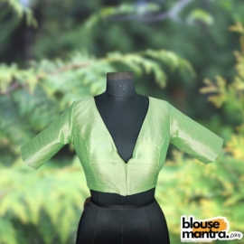  Pista Raw Silk | Front V Neck | Back Boat Neck Glass Sleeve