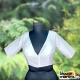  White Raw Cotton | Front V Neck | Back Boat Neck Glass Sleeve Raw Silk | Front V Neck | Back Boat Neck Glass Sleeve