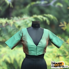 Green Dual Samu Silk | Front V neck | Back Boat Neck Glass Sleeve