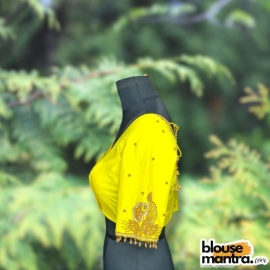  Yellow Peacock Ari | Round neck | Latkan Glass Sleeve