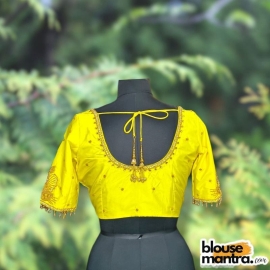  Yellow Peacock Ari | Round neck | Latkan Glass Sleeve