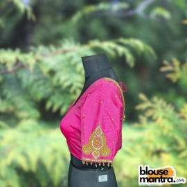 Pink Kolka With Barfi Ari | Round neck | Latkan Glass Sleeve