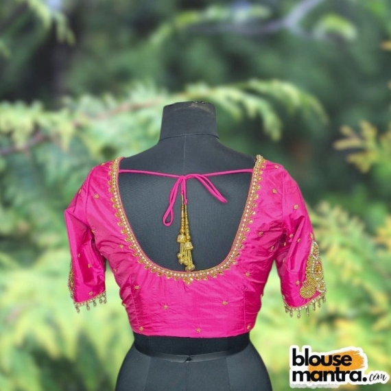 Pink Kolka With Barfi Ari | Round neck | Latkan Glass Sleeve