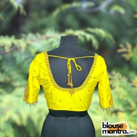  Yellow Kolka With Barfi Ari | Round neck | Latkan Glass Sleeve