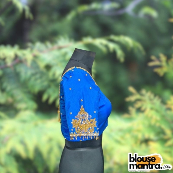  Blue Kolka with white Stone | Round neck | Latkan Glass Sleeve