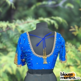  Blue Kolka with white Stone | Round neck | Latkan Glass Sleeve