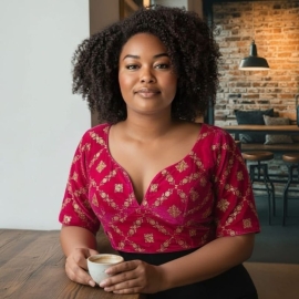  Pink Sequence Work | Front Celeb Cut | Back Oval Cut Glass Sleeve