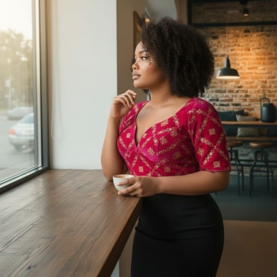  Pink Sequence Work | Front Celeb Cut | Back Oval Cut Glass Sleeve