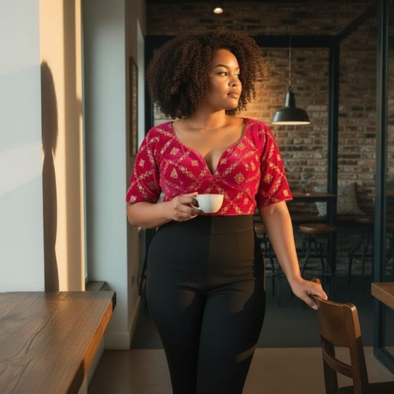  Pink Sequence Work | Front Celeb Cut | Back Oval Cut Glass Sleeve